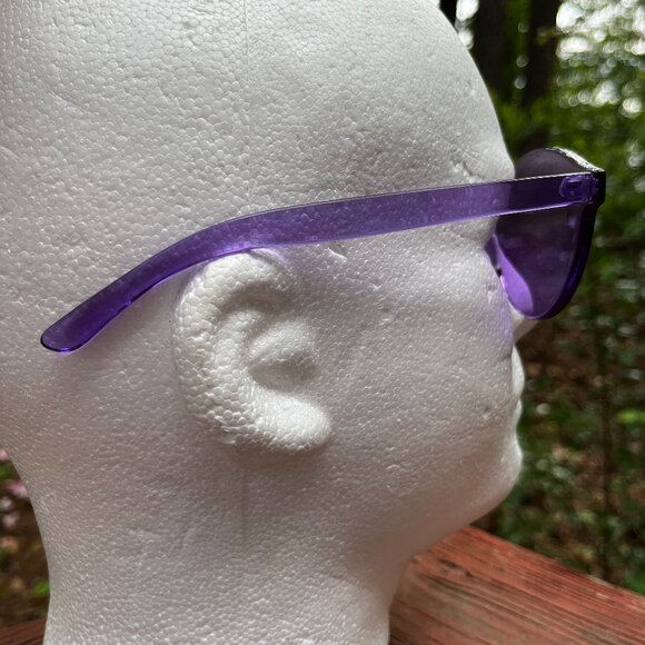 Purple Rimless Transparent Clear Lens Sunglasses - Picture 4 of 10